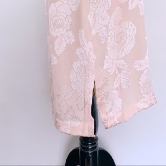 Handmade Vintage Ballet Pink Floral Satin Rose Print Shift Dress XXS/XS - Picture 6 of 8